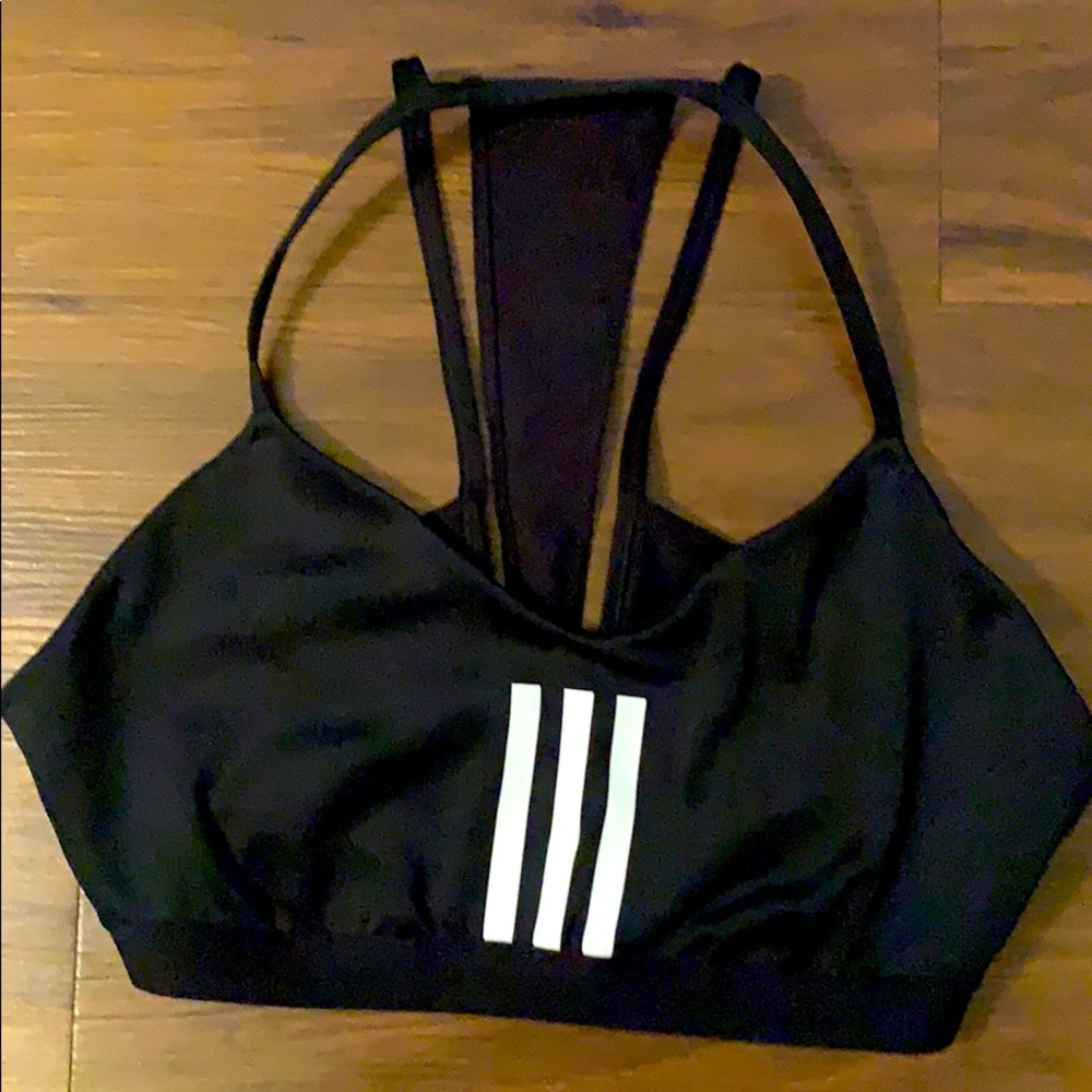 AdidasBlack 3 Stripe Sports Bra Racerback Size L